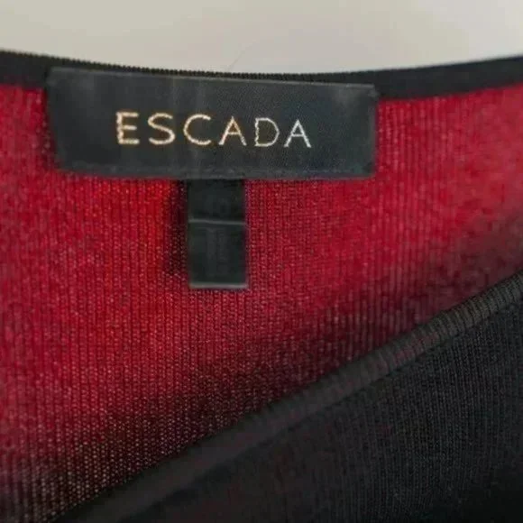 Escada Black and Red Rhinestone Damask Top